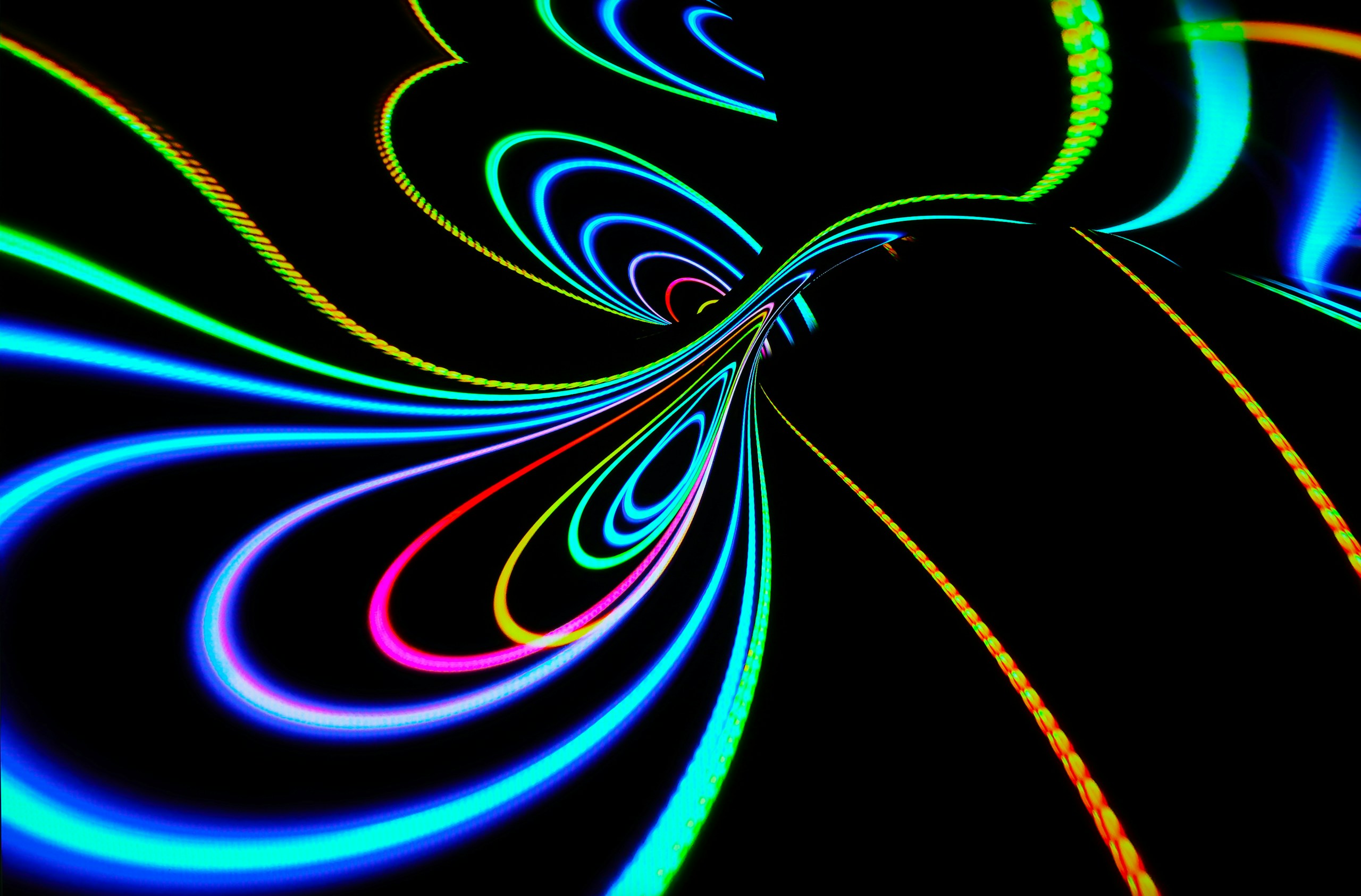blue green and red swirl line