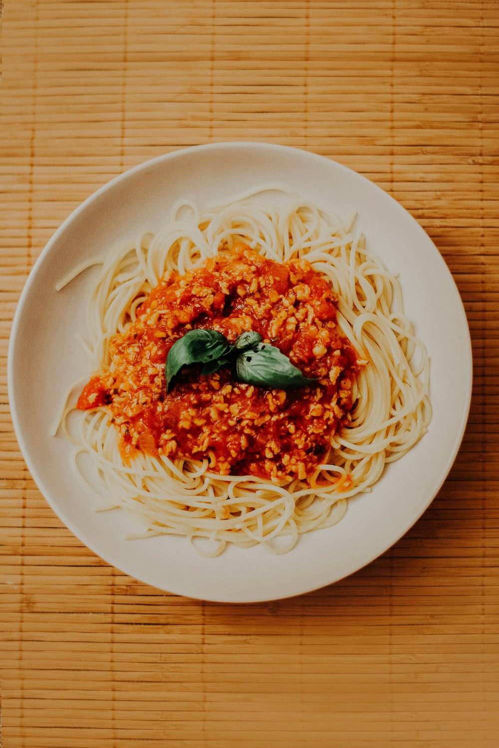 spaghetti on white ceramic plate