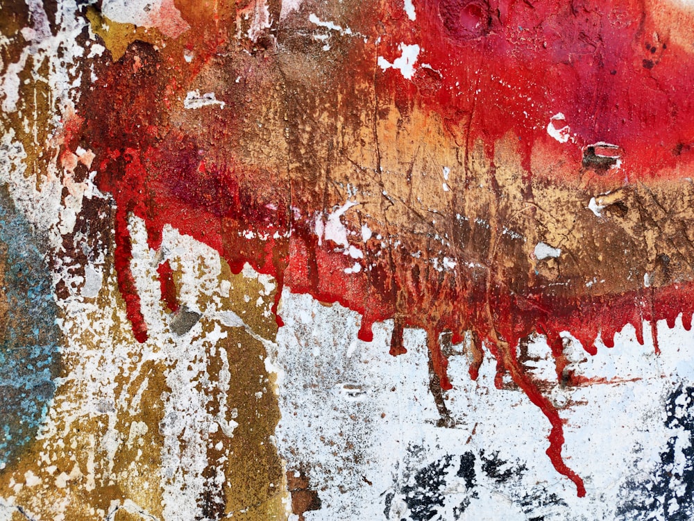 red white and brown abstract painting
