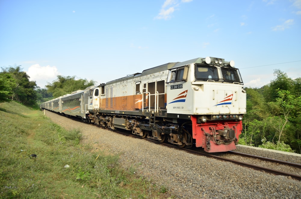 red and gray train on rail tracks during daytime