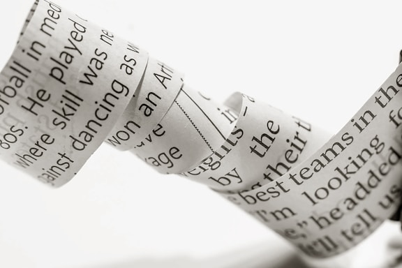 A narrow strip with text displayed on it