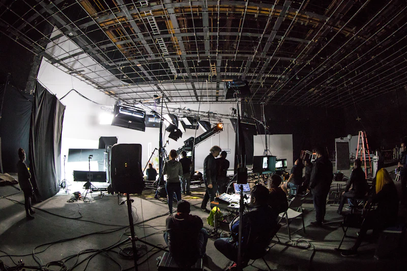 A creative photography studio with professional lighting
