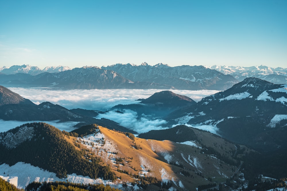 aerial view of snow covered mountains during daytime