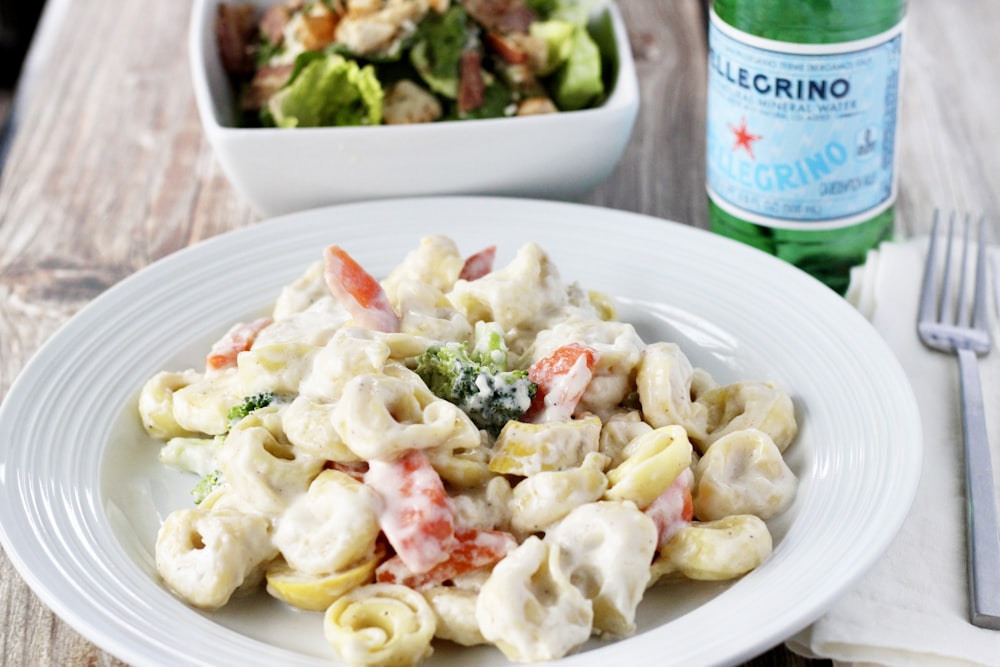 pasta dish on white ceramic plate