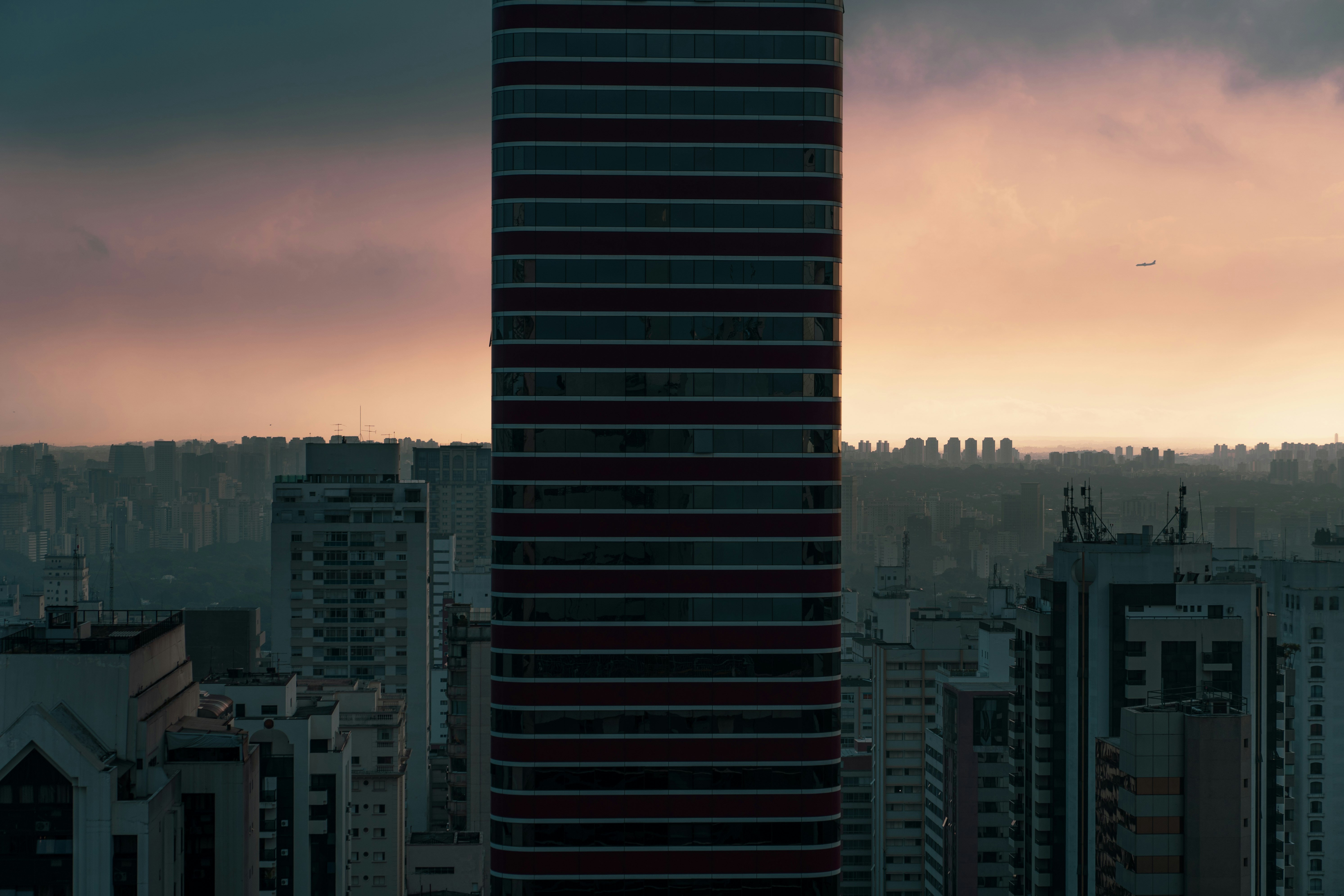 high rise buildings during sunset