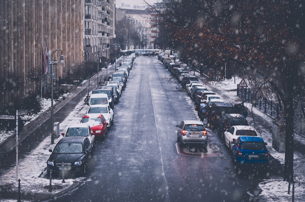 cars parked on the side of the road