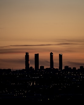 silhouette of city buildings during sunset