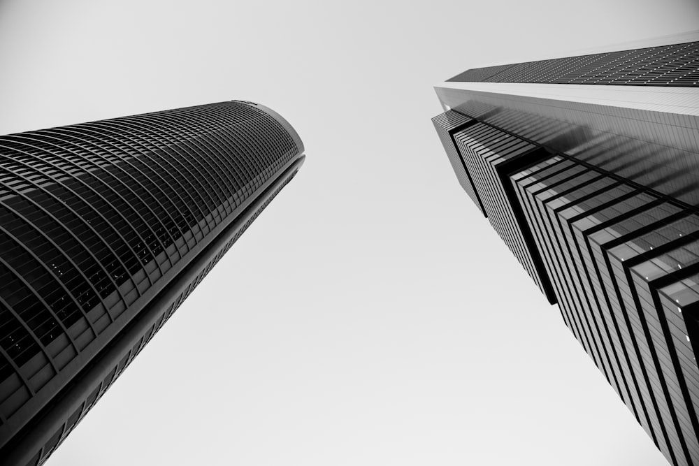 black and white high rise buildings