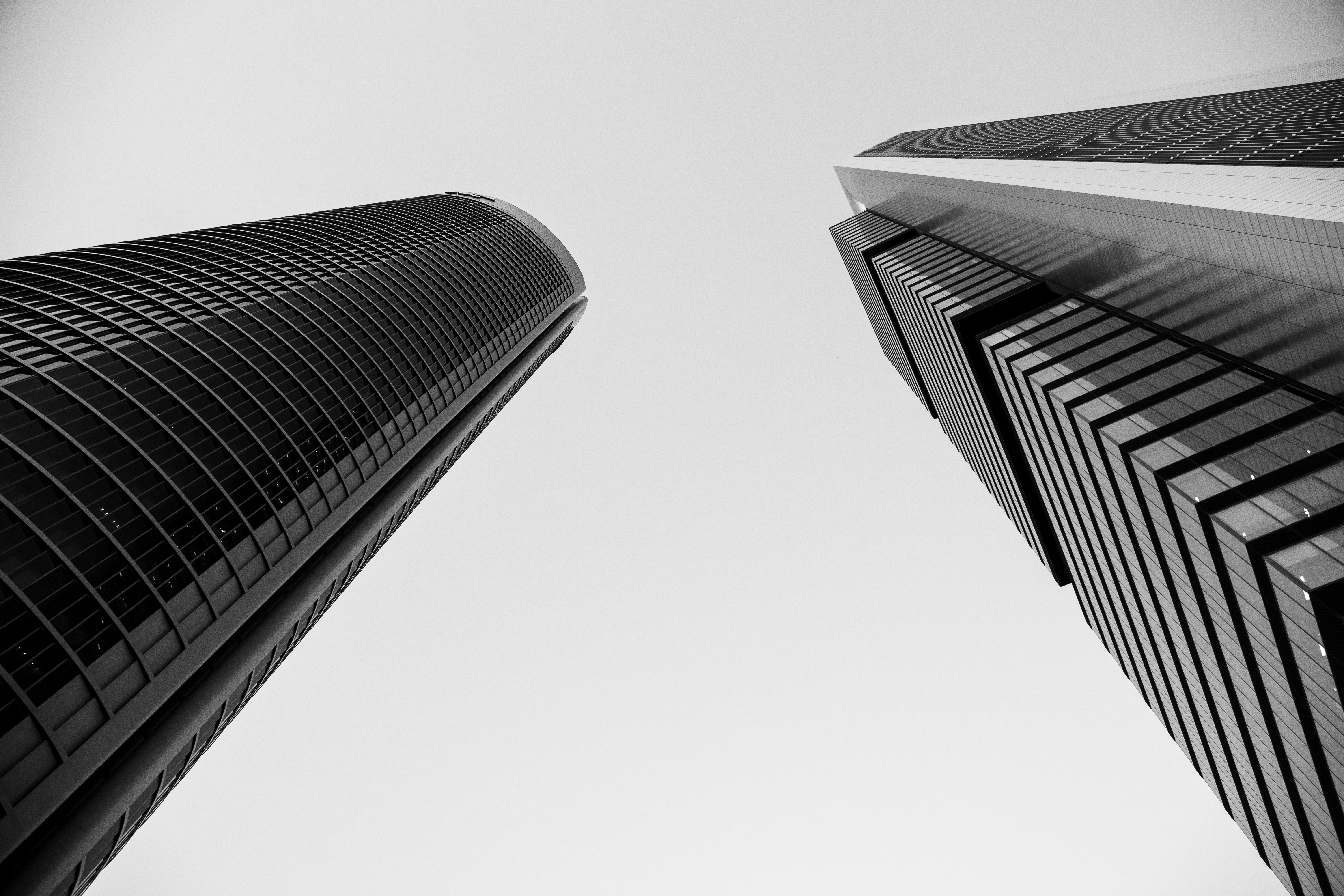 black and white high rise buildings