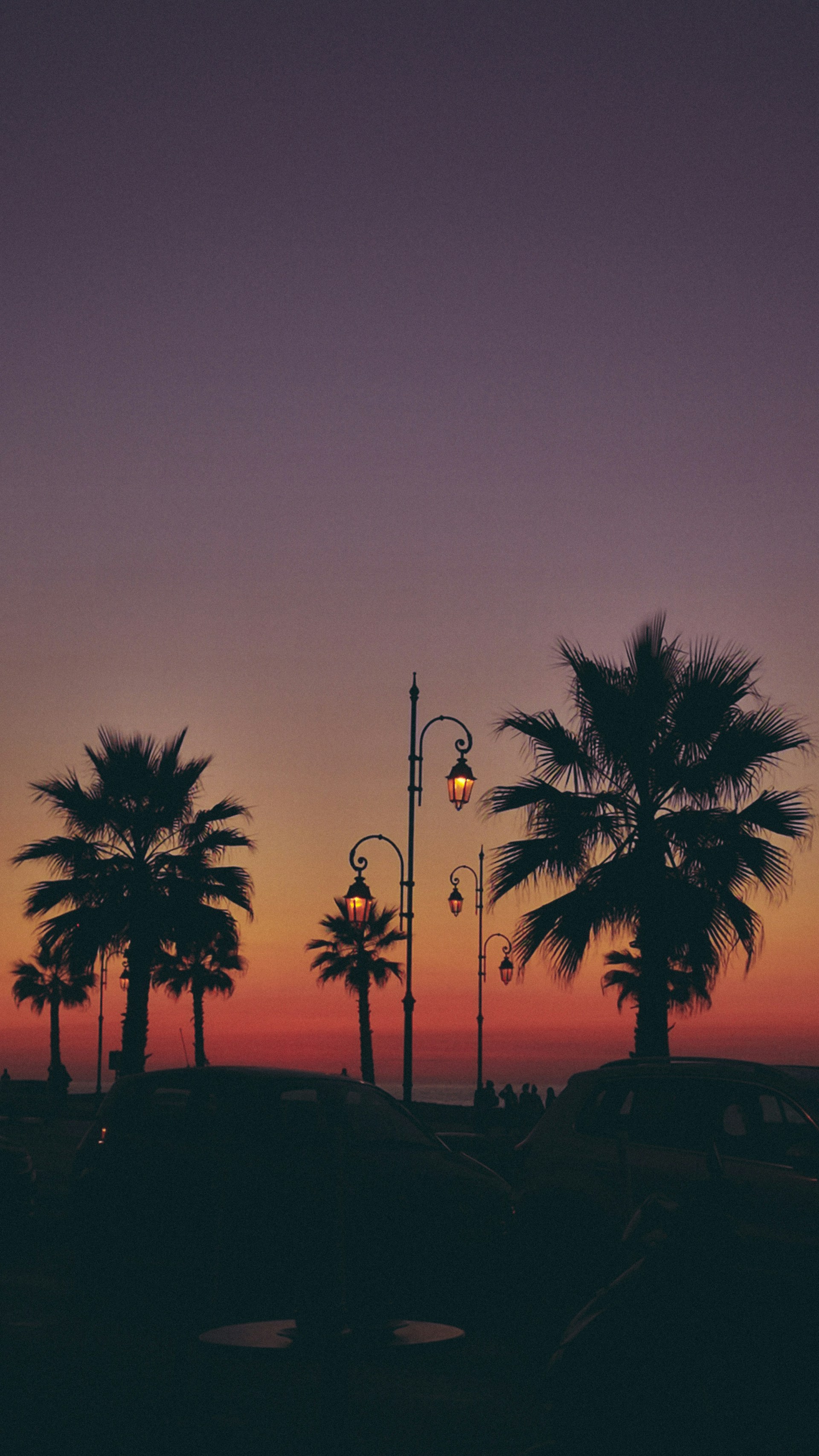 An energetic vintage-style poster showcasing a lively boardwalk at sunset, with palm trees silhouetted against a glowing sky.
