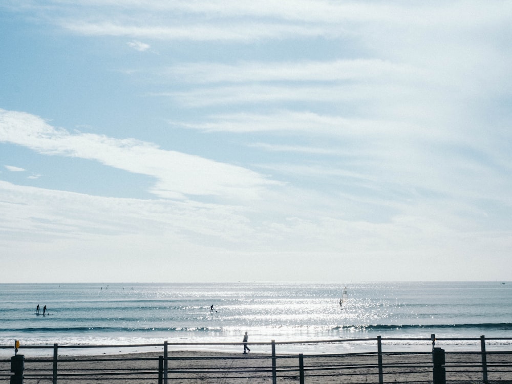 white wooden fence on beach during daytime