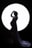 A silhouette of a pregnant woman standing gracefully in front of a large circular light source. She is wearing a long, flowing gown and a flower crown, with one hand resting on her belly and the other lifted to her head.
