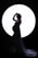 A silhouette of a pregnant woman standing gracefully in front of a large circular light source. She is wearing a long, flowing gown and a flower crown, with one hand resting on her belly and the other lifted to her head.