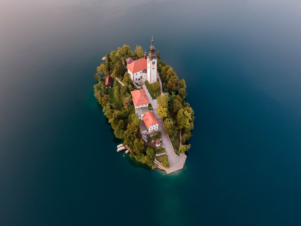 aerial view of green island during daytime