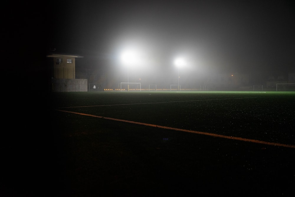 green grass field during night time