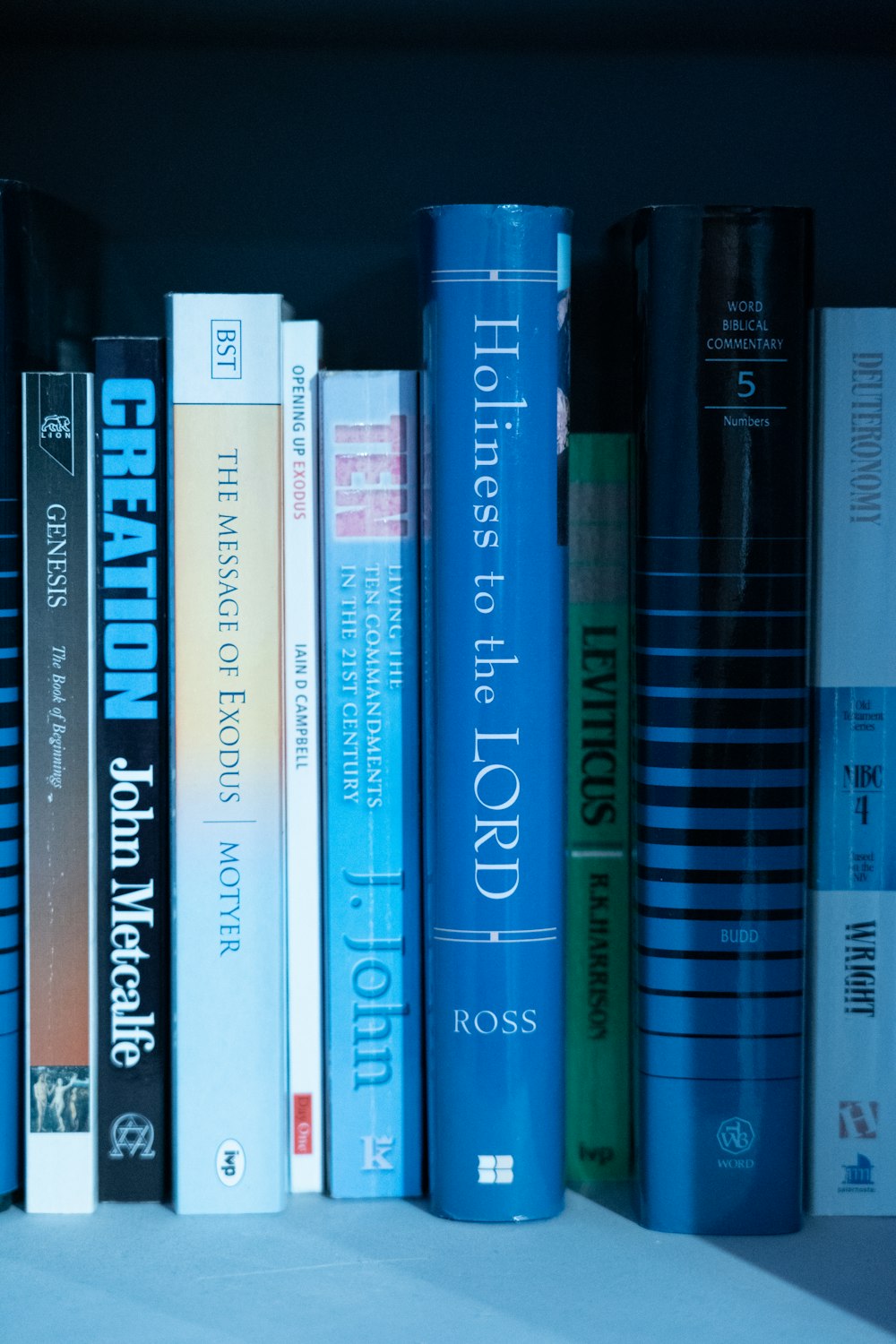 books on black wooden shelf