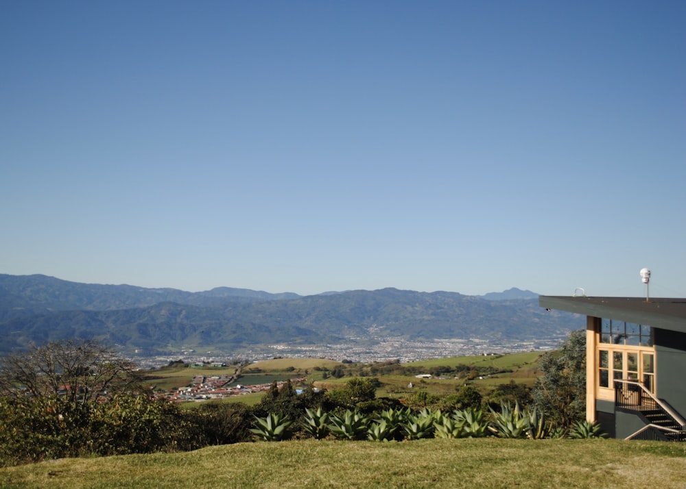 campo di erba verde vicino alla montagna durante il giorno