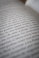 Close-up of an open e-book showing clear, readable Spanish text on a digital tablet
