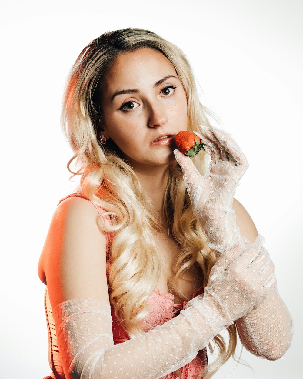 woman in white lace dress