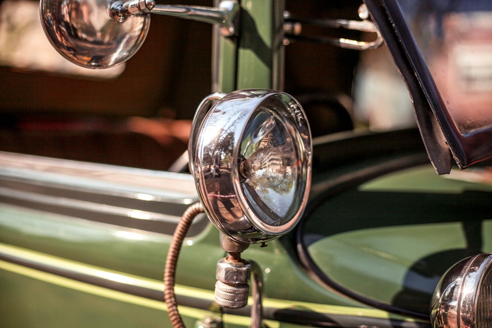 close up photo of car headlight