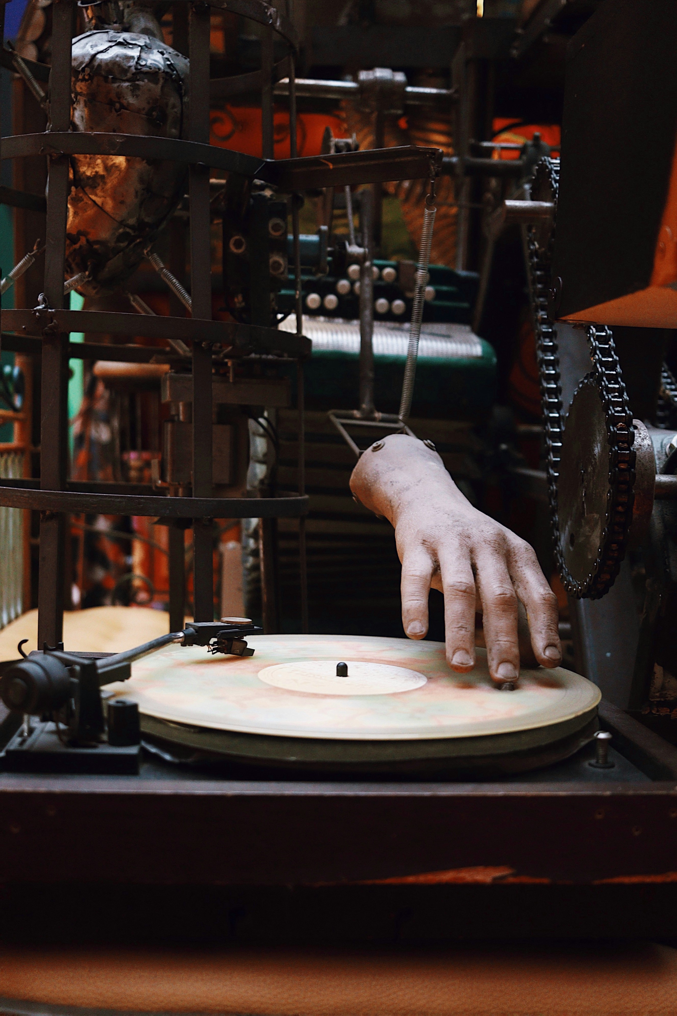 person holding white vinyl record