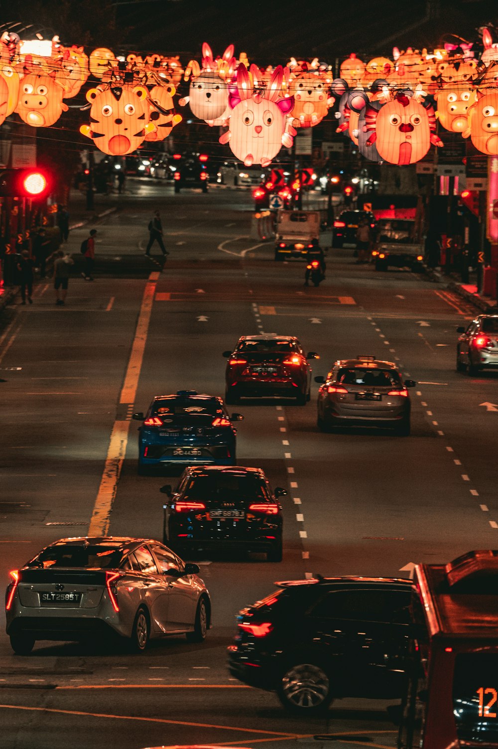 cars on road during night time