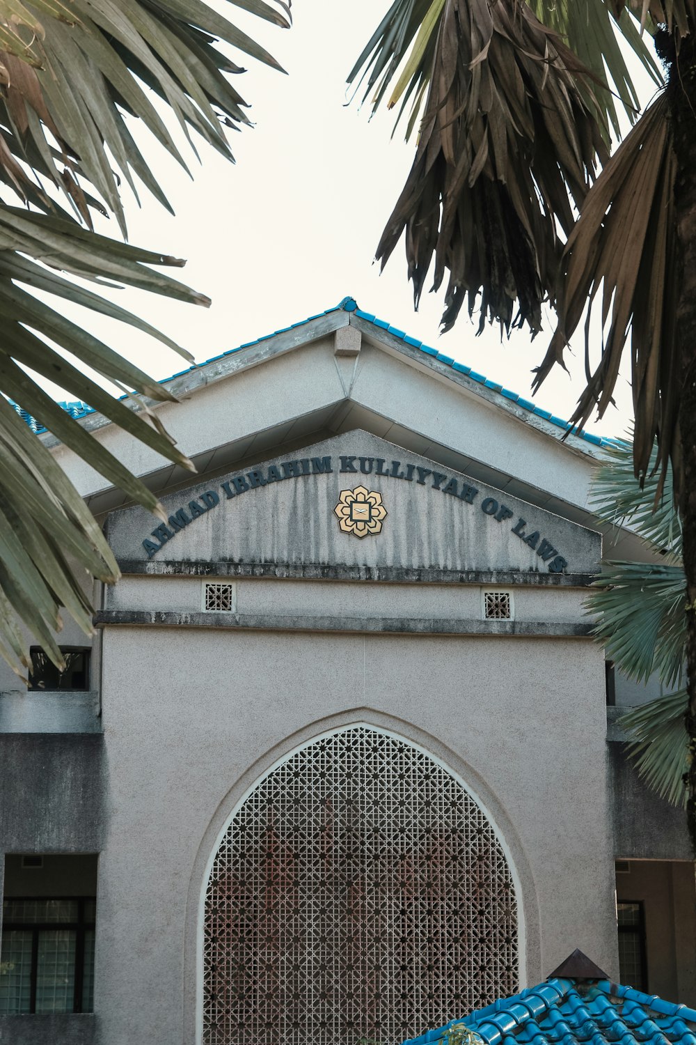 white and blue concrete building