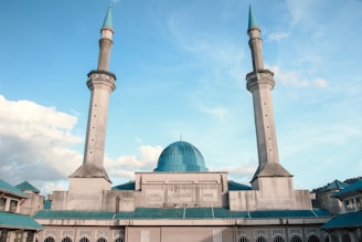 A serene image of a mosque with a clear blue sky in the background.