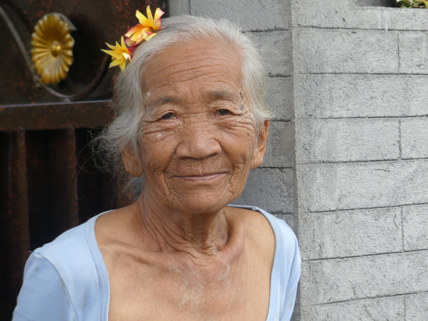 An older woman smiling