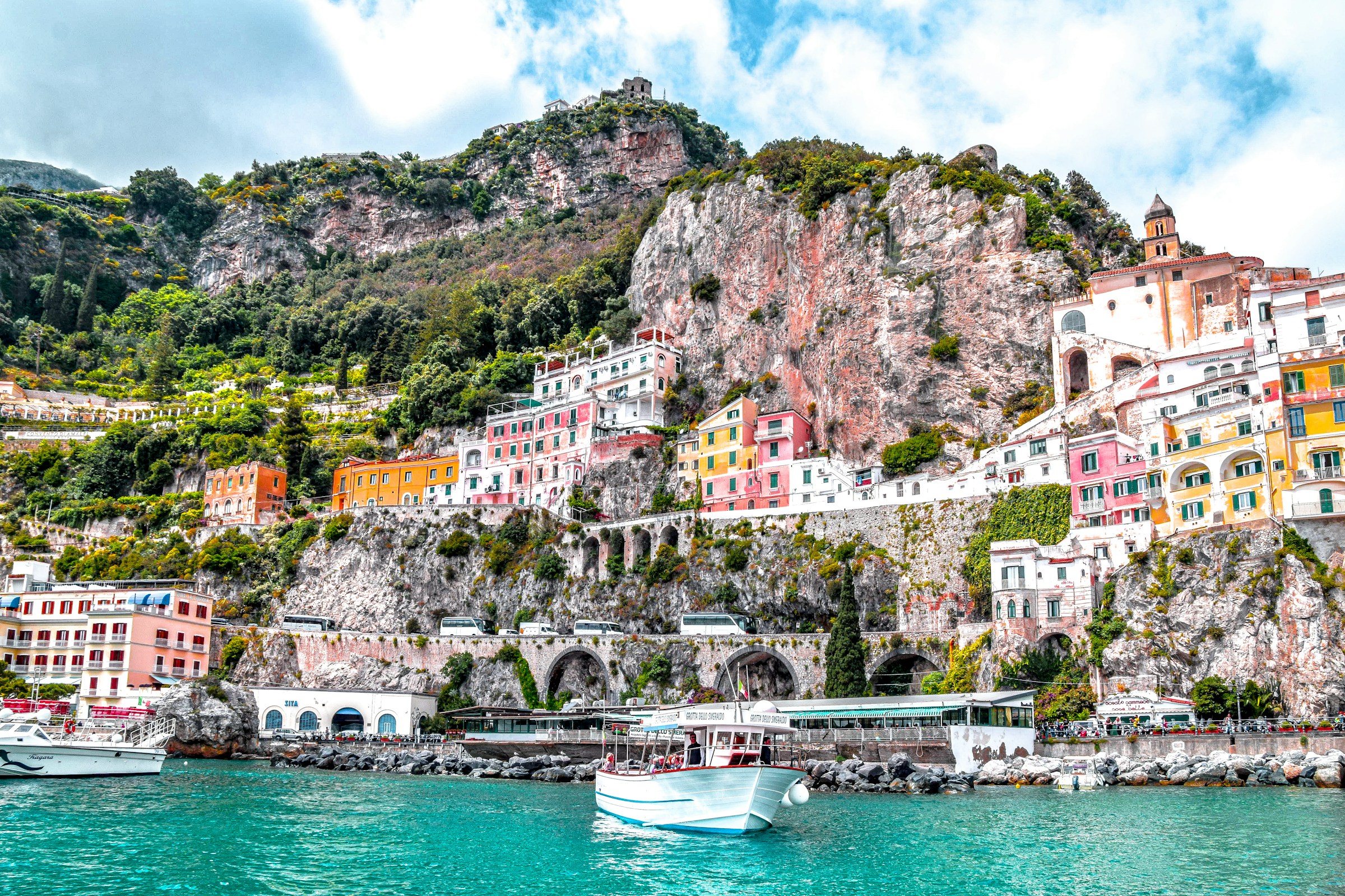 Amalfi Coast cliffs and sea