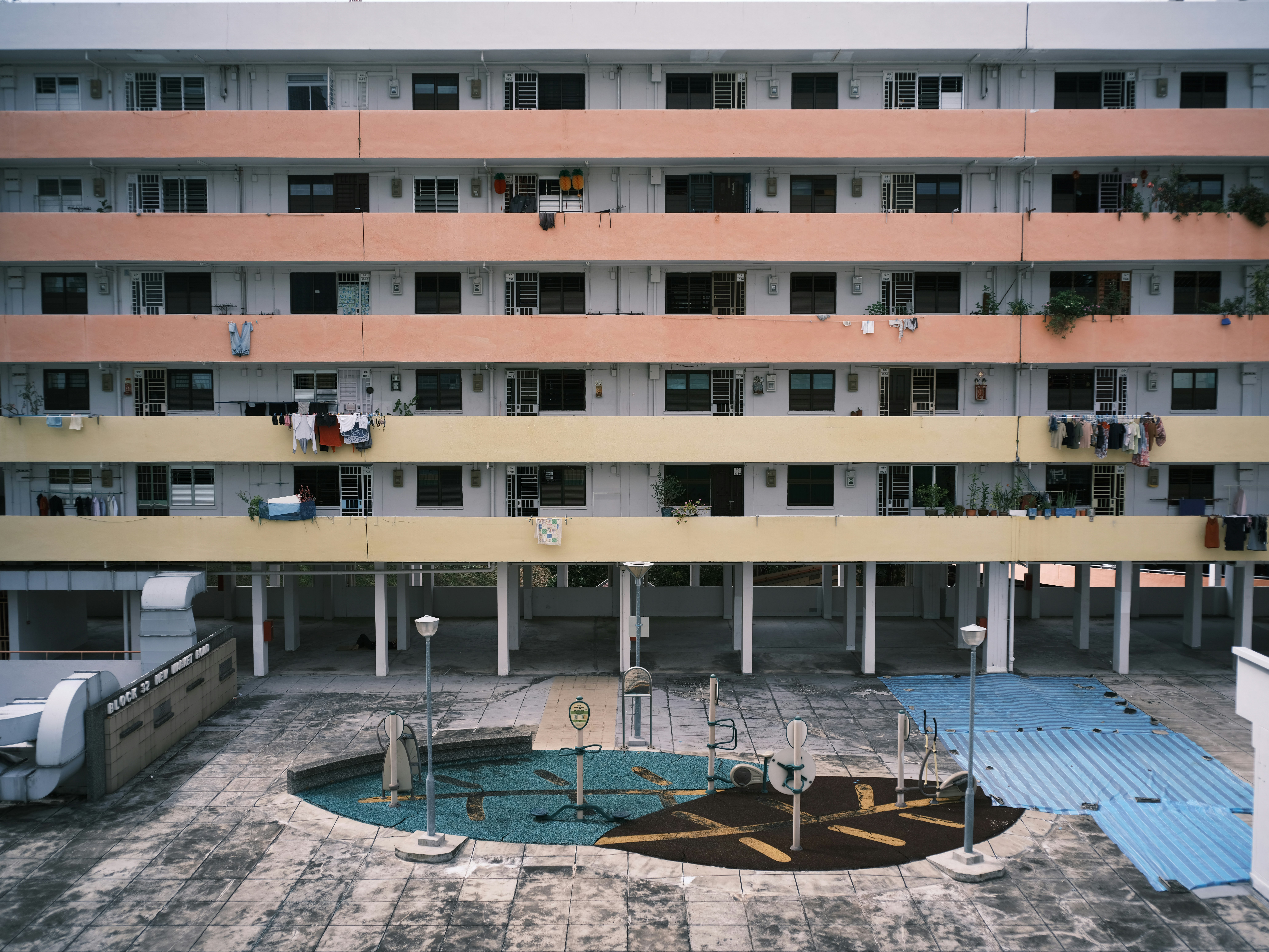 white and blue concrete building
