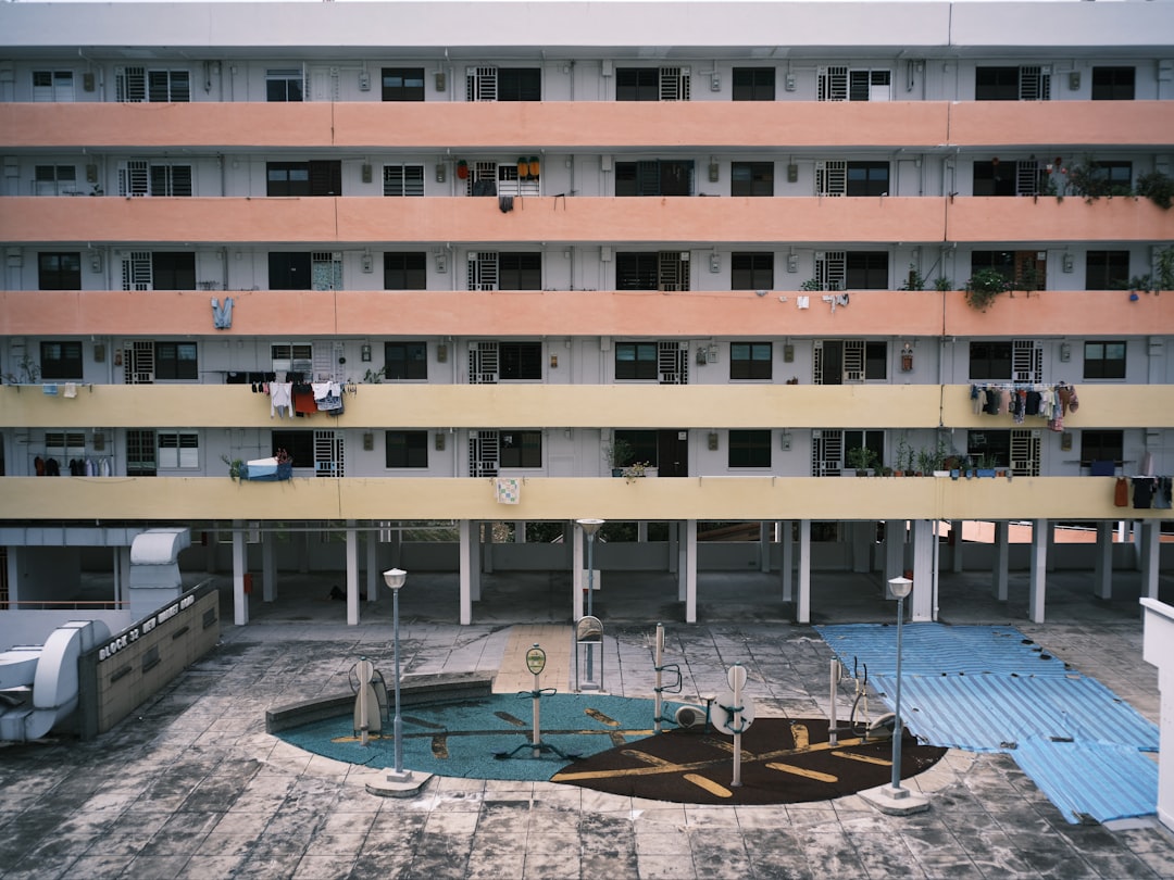 white and blue concrete building