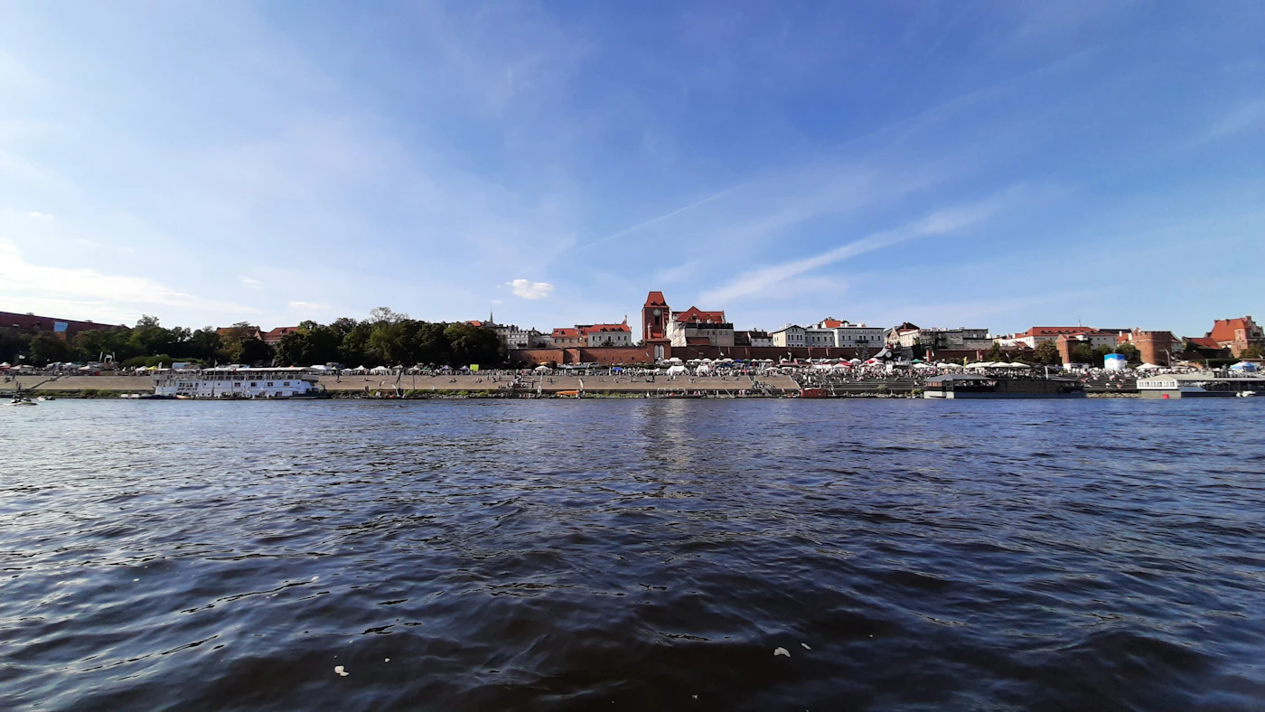 Toruń historic skyline beside the Vistula in daylight