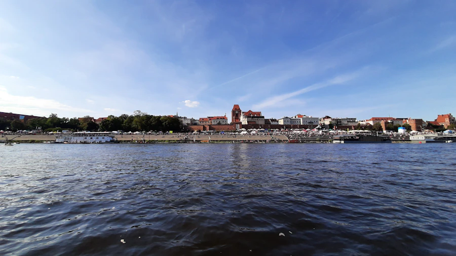 Toruń historic skyline beside the Vistula in daylight