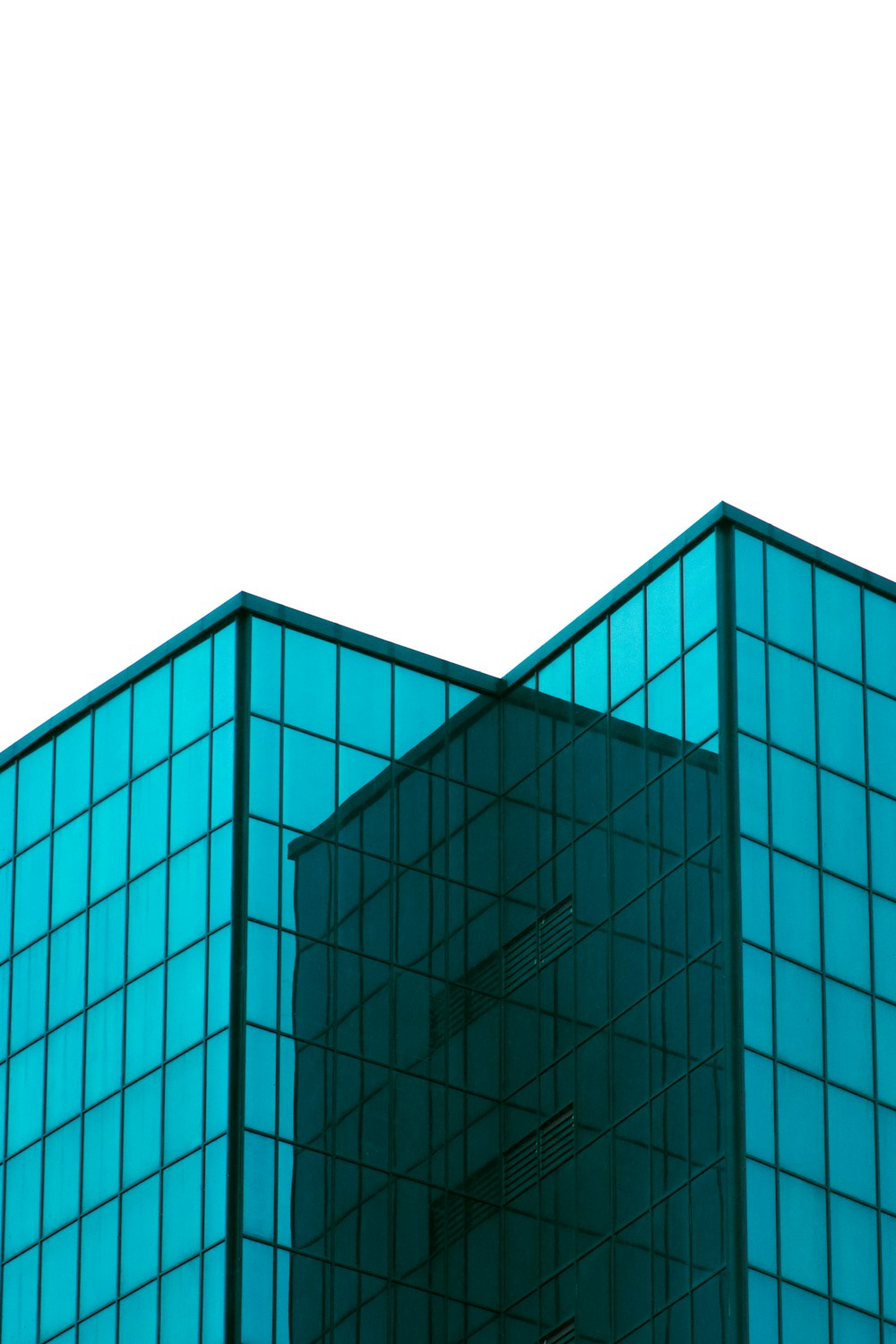 blue glass walled building under white sky during daytime