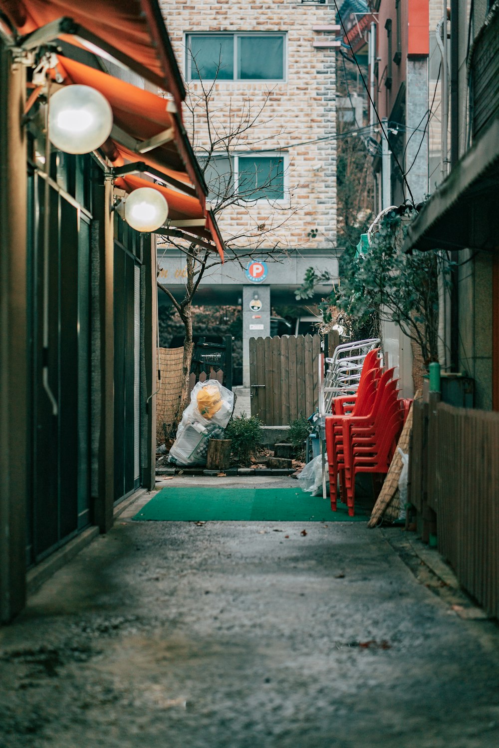 white and red plastic bags on the street