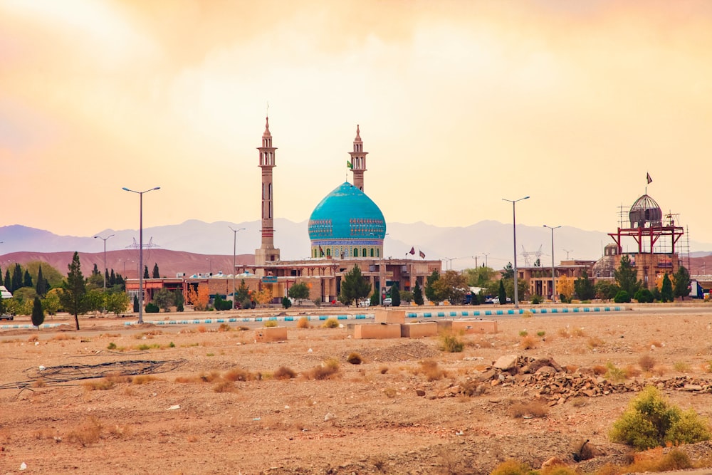 blue and white dome building