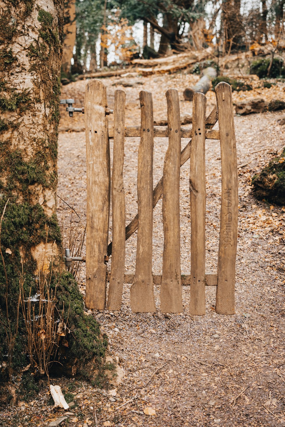 valla de madera marrón sobre hierba verde