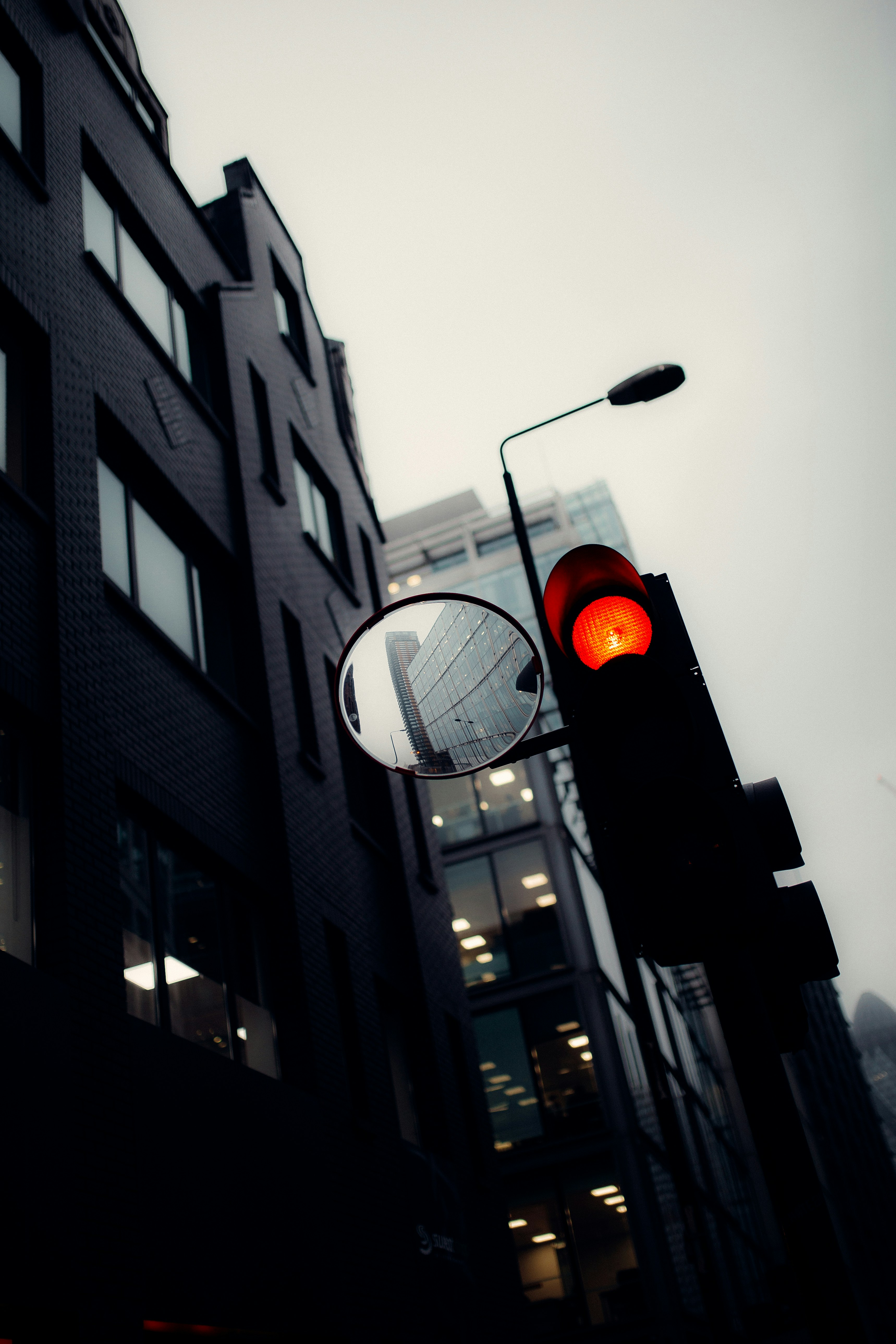 white and black street light