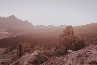 A distant mountain skyline under soft bronze morning light.