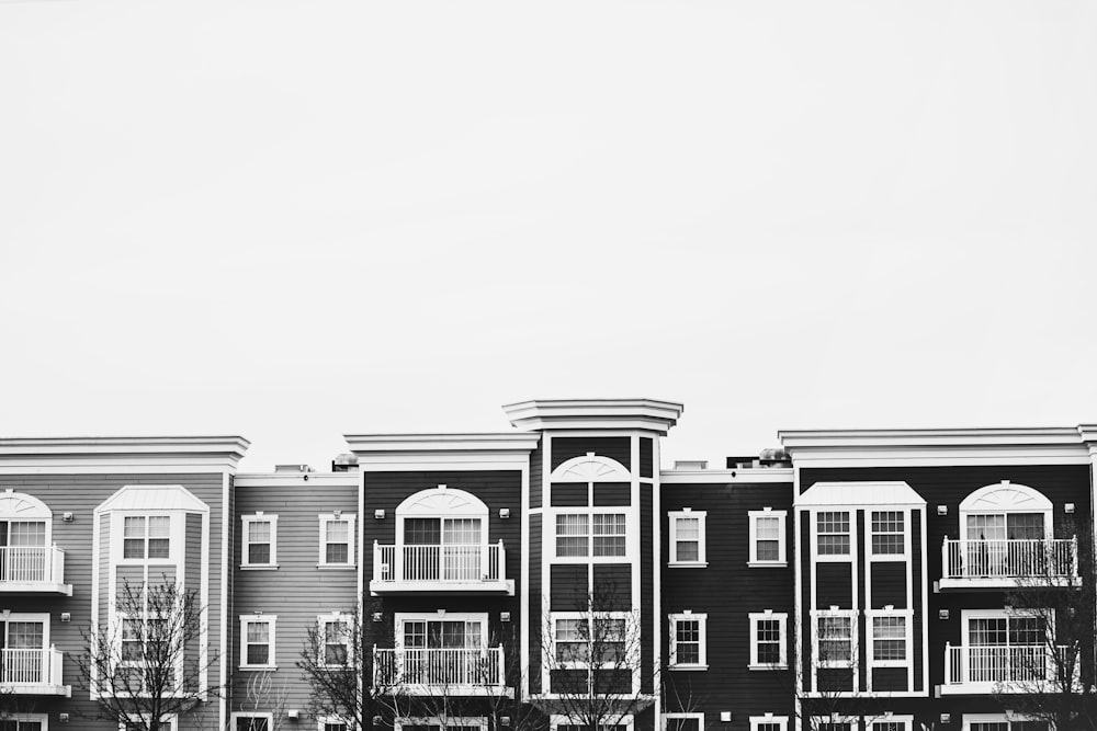 grayscale photo of concrete building