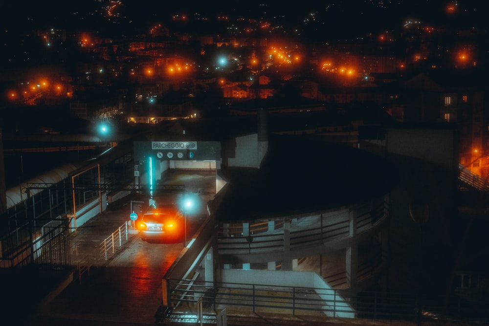 white and black building during night time