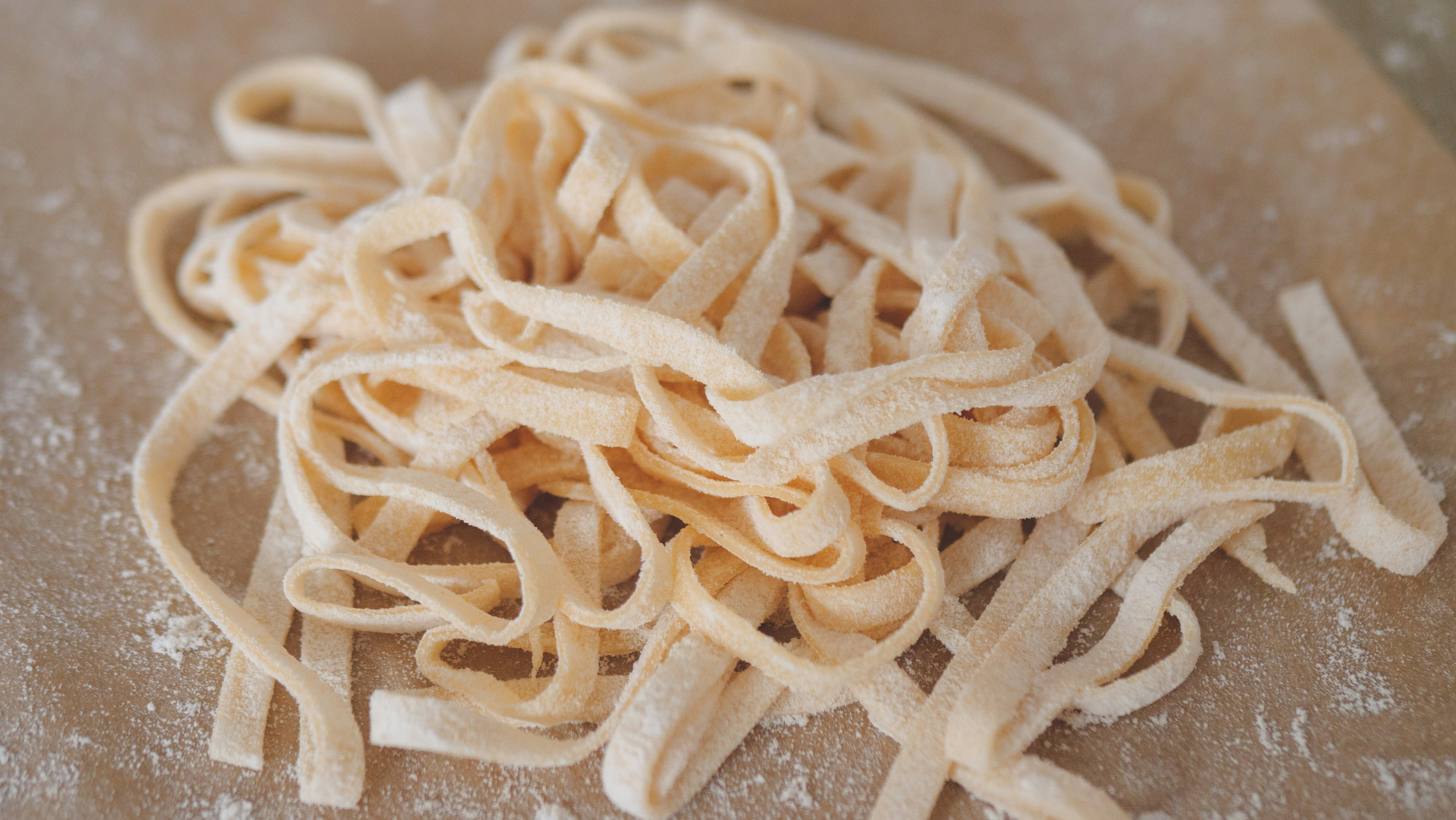 Close up of fresh egg pasta noodles