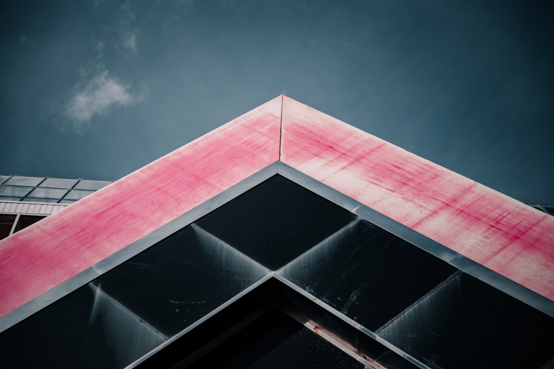 pink and white concrete building