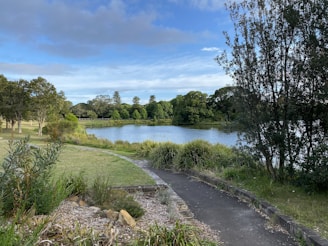 A scenic view of Lakepines community park.