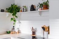 A kitchen countertop with jars of homemade compost and fresh vegetables.