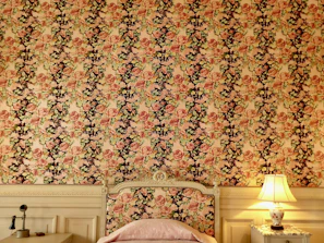 brown and beige floral wall
