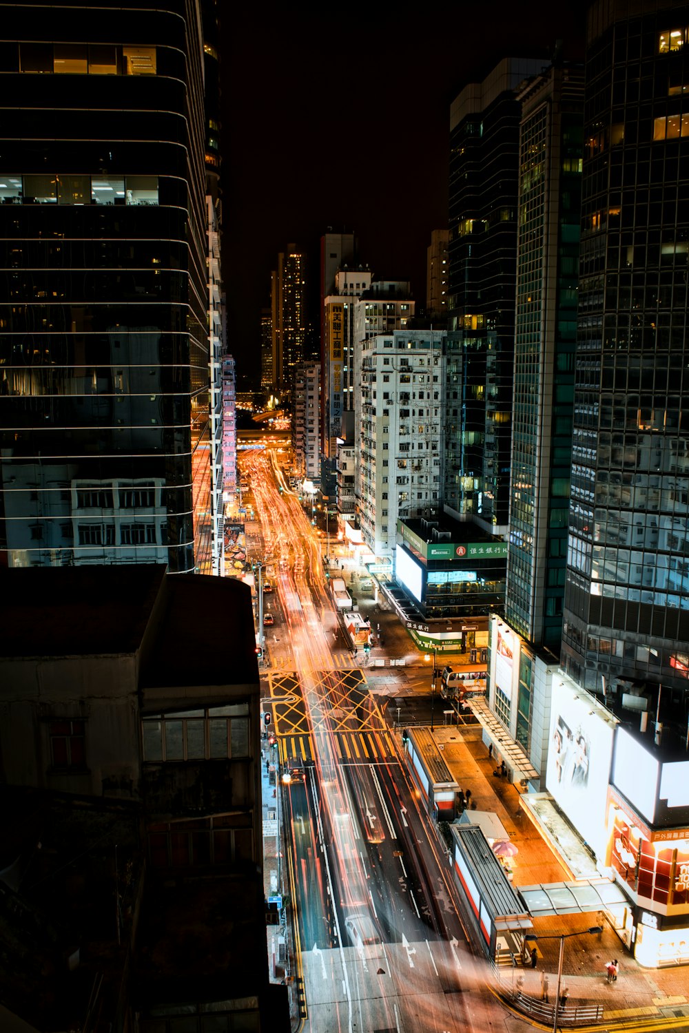 high rise buildings during night time