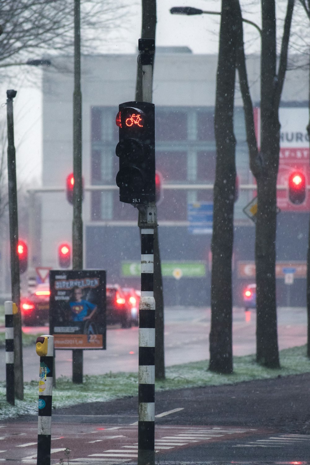 black traffic light on red light