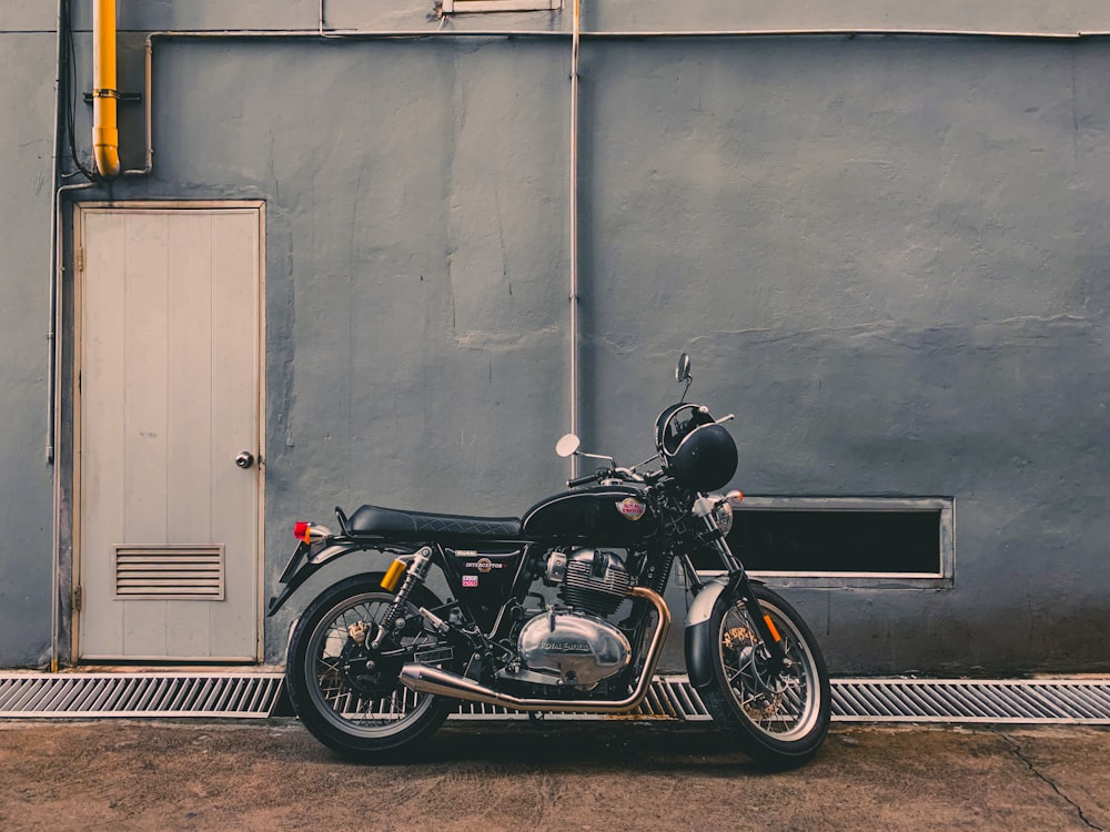 black and silver cruiser motorcycle